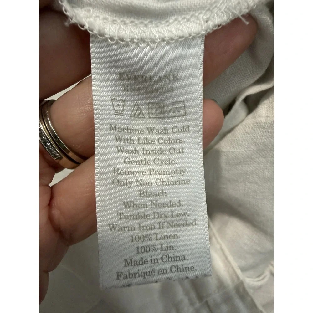 Everlane Pants Women's 8 White 100% Linen Patch Pocket Wide Leg Crop #CC12-1